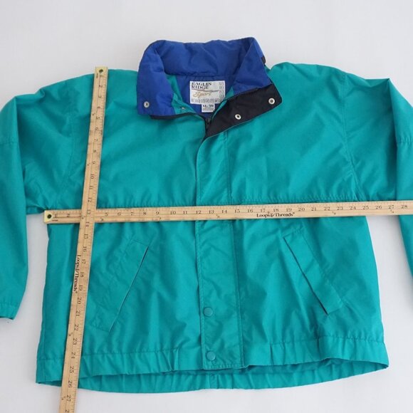 Vintage '80S Eagles Ridge Sport Green Blue Nylon Nautical Zip Up Jacket XL - Picture 3 of 8